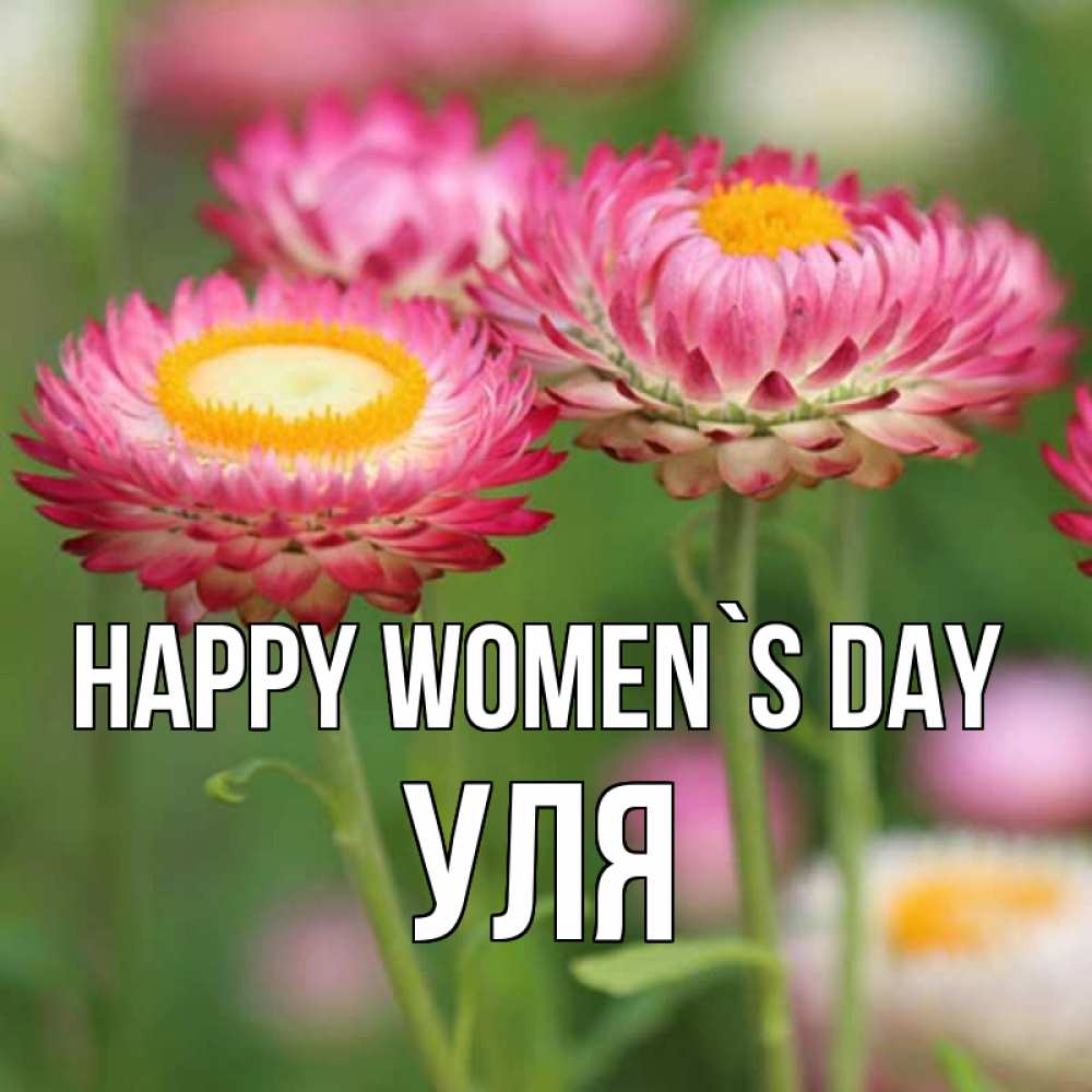 Greetings card с именем, Уля happy women`s day подарок на международный женский день Greetings with text for free download 